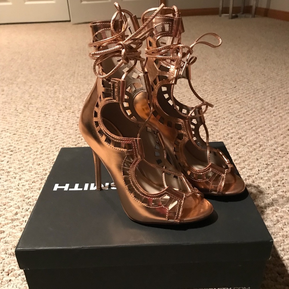 Windsor Smith Rose Gold Lance Heels
